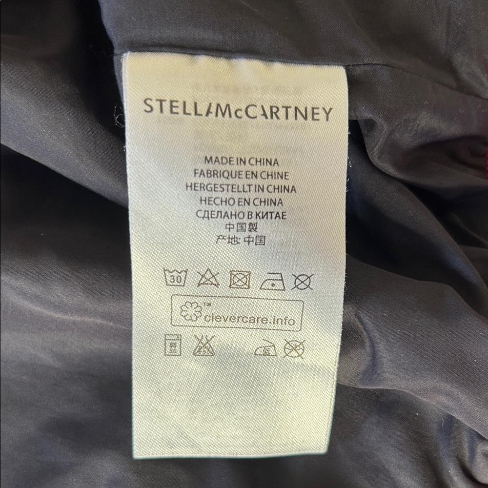 Stella McCartney Kids Blue and Magenta Satin Bomber Jacket with Patch Details - Picture 3 of 9